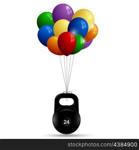 Metal sport weight on a bunch of balloons