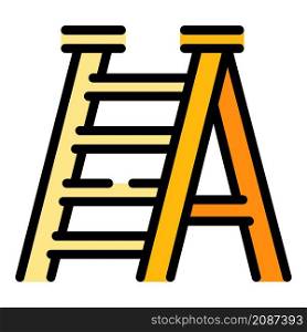 Metal step ladder icon. Outline metal step ladder vector icon color flat isolated. Metal step ladder icon color outline vector