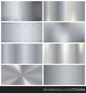 Metal surface finishing texture realistic icons collection with satin brushed and polish samples . Metal Texture Realistic 3D Samples Collection