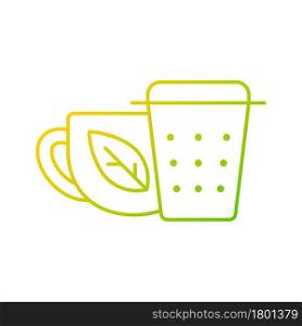 Metal tea infuser, strainer gradient linear vector icon. Put leaves into utensil to make beverage. Mesh container. Thin line color symbols. Modern style pictogram. Vector isolated outline drawing. Metal tea infuser, strainer gradient linear vector icon