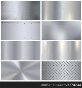 Metal Texture Realistic 3D Samples Collection . Metal surface finishing texture realistic icons collection with satin brushed and polish samples