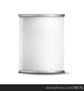Metal Tin Box Can Vector. 3d Realistic Empty Packaging Container. For Baby Powder Milk, Tea, Coffee, Cereal. Mock Up Blank Isolated On White Background Illustration. Tin Box Can Template Vector. 3d Realistic Empty Packaging Container Blank. Food Container. Isolated On White Background Illustration