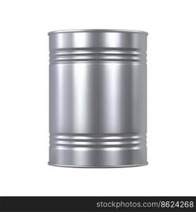 Metal tin can isolated 3d vector illustration, empty blank. Ribbed cylinder container for soup or beans. Baby powder nutrition storage canister, realistic canned product packaging, label illustration. Metal tin can isolated 3d vector illustration, empty blank