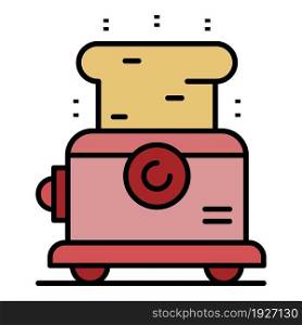 Metal toaster icon. Outline metal toaster vector icon color flat isolated. Metal toaster icon color outline vector