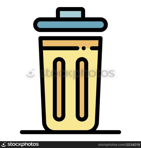 Metal trash can icon. Outline metal trash can vector icon color flat isolated. Metal trash can icon color outline vector