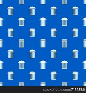 Metal trash can pattern repeat seamless in blue color for any design. Vector geometric illustration. Metal trash can pattern seamless blue