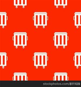 Metal trashcan pattern repeat seamless in orange color for any design. Vector geometric illustration. Metal trashcan pattern seamless