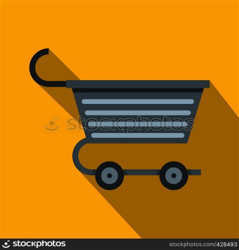 Metal trolley icon. Flat illustration of metal trolley vector icon for web isolated on yellow background. Metal trolley icon, flat style