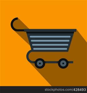 Metal trolley icon. Flat illustration of metal trolley vector icon for web isolated on yellow background. Metal trolley icon, flat style