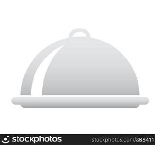 metal waiter food tray on white background in menu design, stock vector illustration