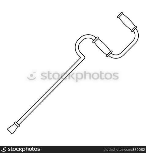 Metal walking stick icon. Outline illustration of metal walking stick vector icon for web design isolated on white background. Metal walking stick icon, outline style