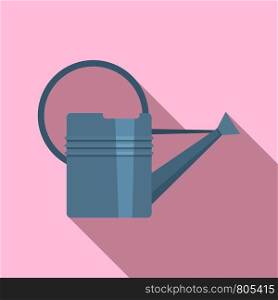 Metal watering can icon. Flat illustration of metal watering can vector icon for web design. Metal watering can icon, flat style