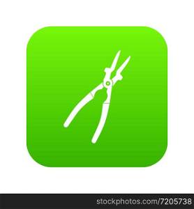 Metal welder pliers icon digital green for any design isolated on white vector illustration. Metal welder pliers icon digital green