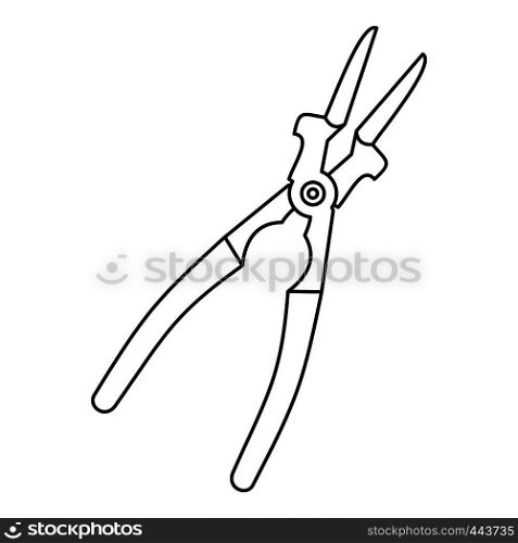 Metal welder pliers icon in outline style isolated vector illustration. Metal welder pliers icon outline