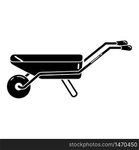 Metal wheelbarrow icon. Simple illustration of metal wheelbarrow vector icon for web design isolated on white background. Metal wheelbarrow icon, simple style