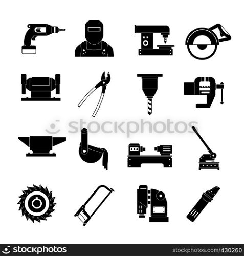 Metal working icons set. Simple illustration of 16 Metal working vector icons for web. Metal working icons set, simple style