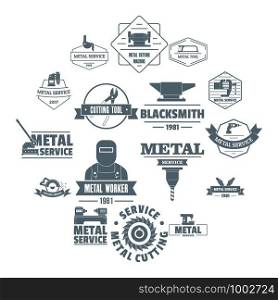 Metal working logo icons set. Simple illustration of 16 metal working logo vector icons for web. Metal working logo icons set, simple style