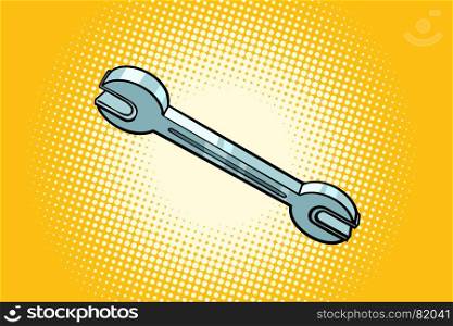 Metal wrench tool isolated on a pop art background. Comic book cartoon retro vector illustration drawing. Metal wrench tool isolated on a pop art background