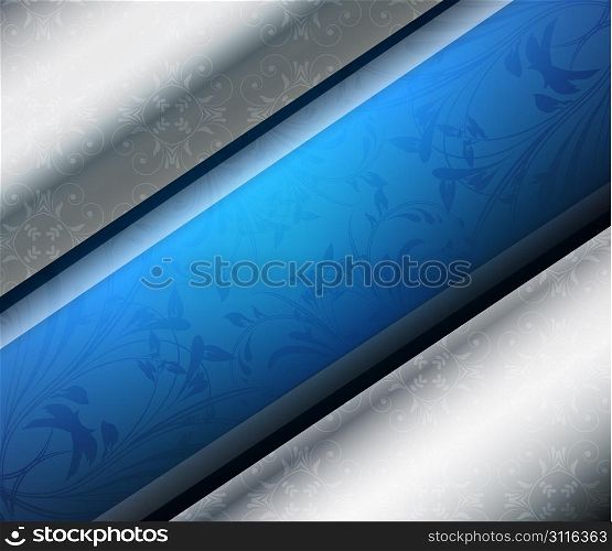 Metallic abstract background with floral elements