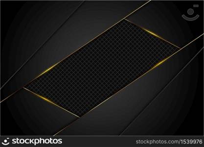 Metallic background.Black and gold with glow light.Dark space metal technology concept.