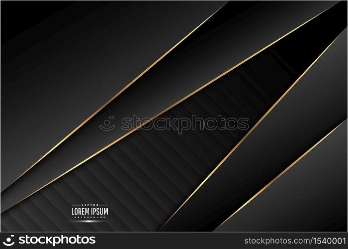 Metallic background.Black and gold with golden line.Dark space metal technology concept.