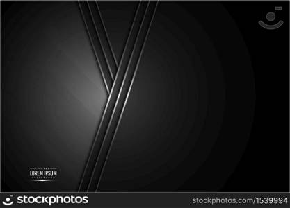 Metallic background.Black and gray arrow shape with silver.Dark space metal technology concept.