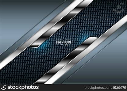 Metallic background.Blue and silver with carbon fiber texture.Metal technology concept.
