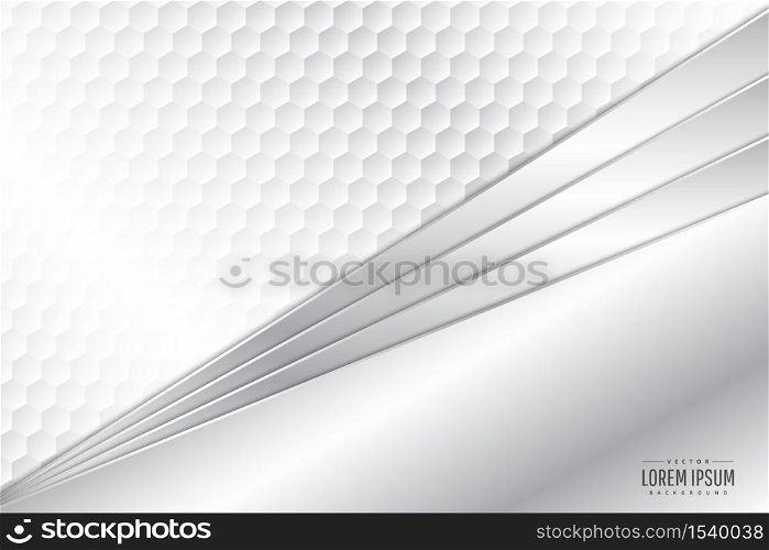 Metallic background.Gray and silver with bright polygon white space. Metal technology concept.