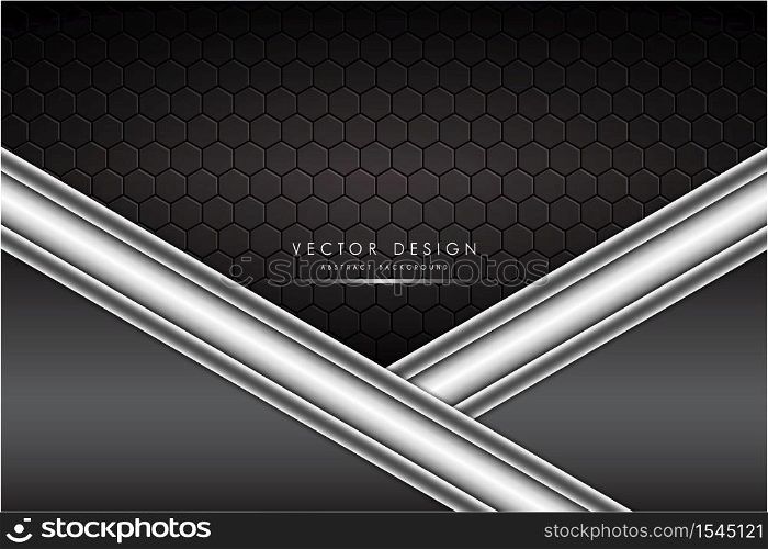 Metallic background.Gray and silver with carbon fiber.polygon shape metal technology concept.
