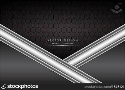 Metallic background.Gray and silver with carbon fiber.polygon shape metal technology concept.
