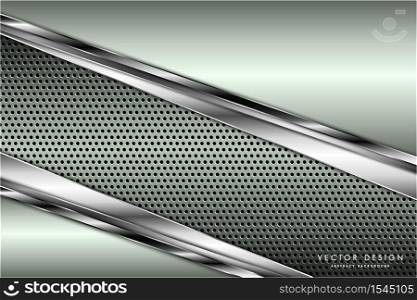 Metallic background.Green and silver with carbon fiber texture. Metal technology concept.