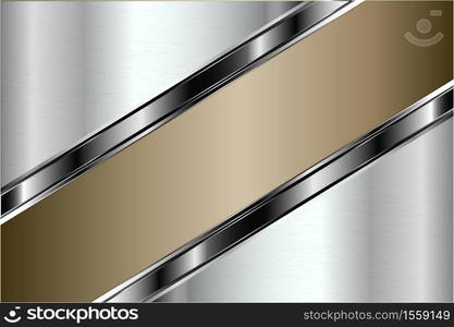 Metallic background. Luxury of gray and gold with silver glossy. Elegant metal modern design.