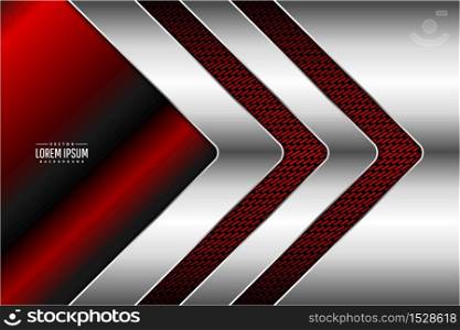 Metallic background of red with arrow shape technology concept vector illustration.
