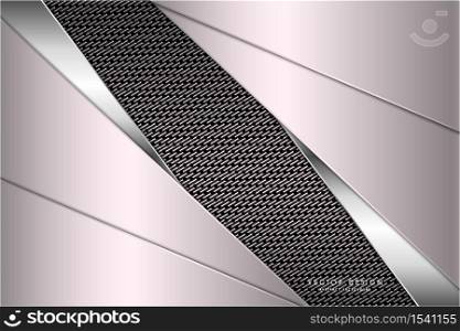 Metallic background.Pink and silver with carbon fiber texture. Metal technology concept.