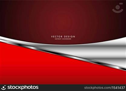 Metallic background.Red and gray with silver glossy.Luxury metal modern design.