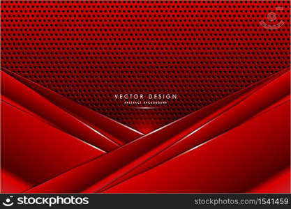 Metallic background.Red and silver with carbon fiber texture.Metal technology concept.