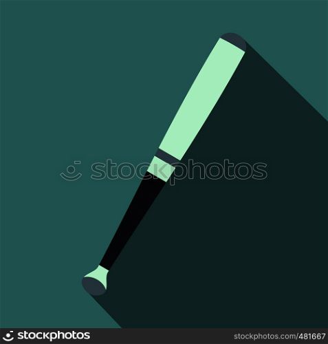 Metallic baseball bat flat icon on a grey background. Metallic baseball bat flat icon
