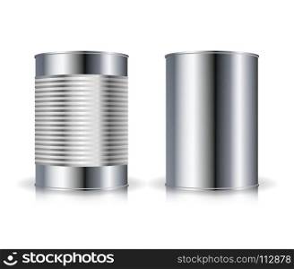 Metallic Cans Vector. Set Metal Tin Can Set Vector Illustration. Metallic Cans Vector. Set Metal Tin Can Set