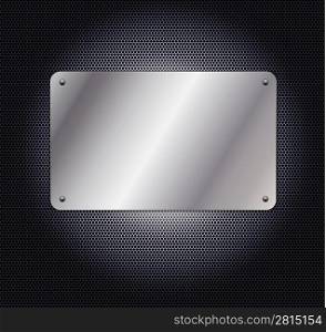 metallic grid background with plate