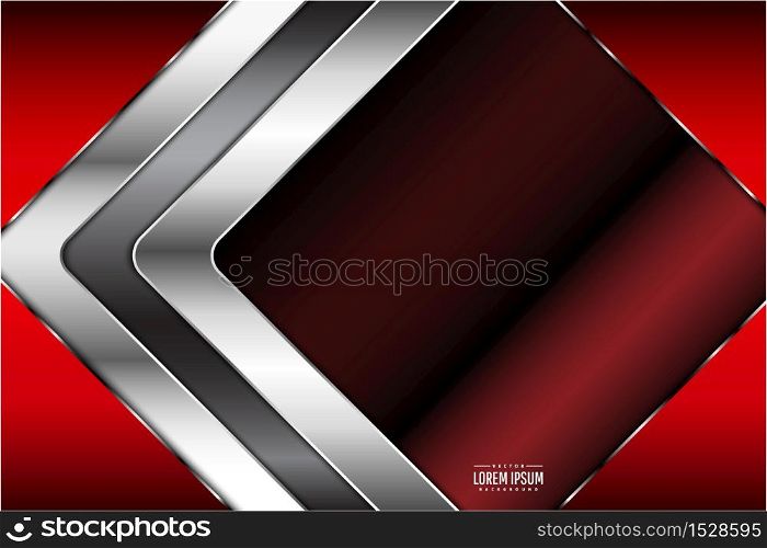 Metallic of red and silver background with dark space vector illustration