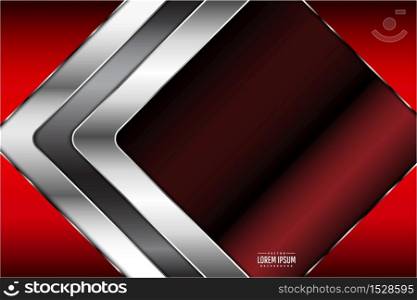 Metallic of red and silver background with dark space vector illustration