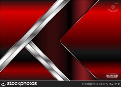 Metallic of red and silver technology background with dark space vector illustration