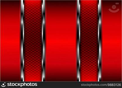 Metallic of red with carbon fiber texture technology background.