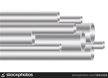 Metallic pipes of different diameters. Stainless steel. Water supply. Web banner. Vector illustration. Stock image. EPS 10.. Metallic pipes of different diameters. Stainless steel. Water supply. Web banner. Vector illustration. Stock image.