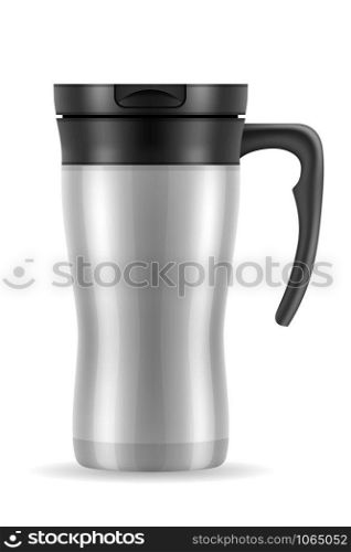 metallic silver thermo cup thermomug vector illustration isolated on white background