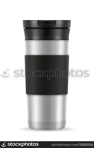 metallic silver thermo cup thermomug vector illustration isolated on white background