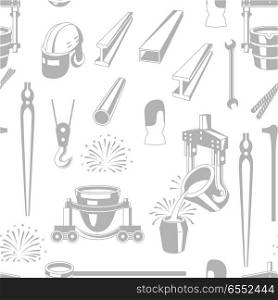 Metallurgical seamless pattern.. Metallurgical seamless pattern. Industrial items and equipment.