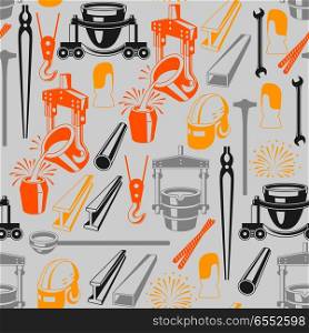 Metallurgical seamless pattern.. Metallurgical seamless pattern. Industrial items and equipment.