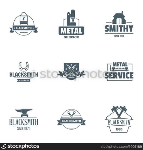 Metalworking logo set. Simple set of 9 metalworking vector logo for web isolated on white background. Metalworking logo set, simple style