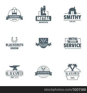 Metalworking logo set. Simple set of 9 metalworking vector logo for web isolated on white background. Metalworking logo set, simple style